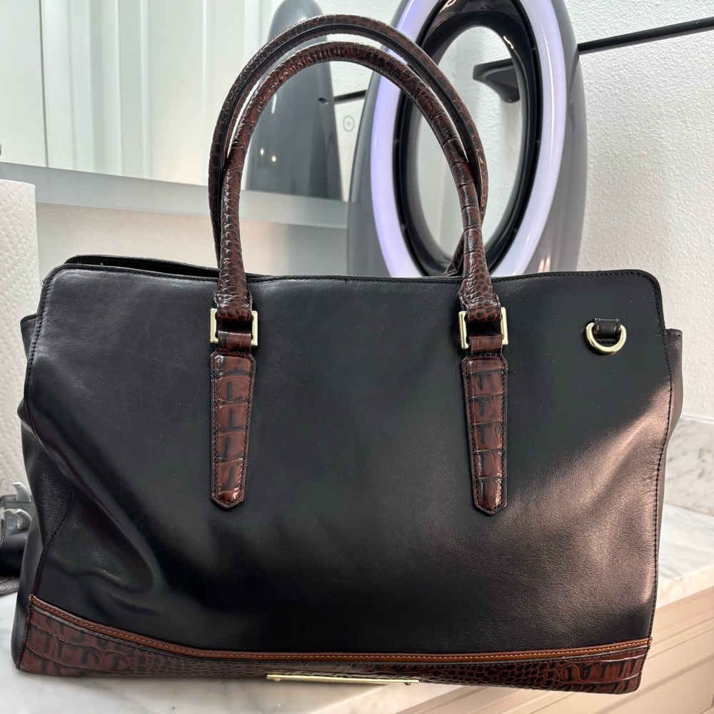 Brahmin Black and Brown LeatherTote Bag - Picture 2 of 11